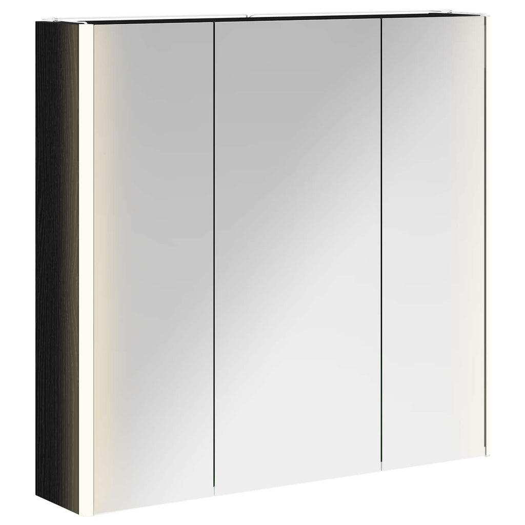 vidaXL Szafka z lustrem do łazienki Czarny Dąb 73.5 x 15.5 x 70 cm