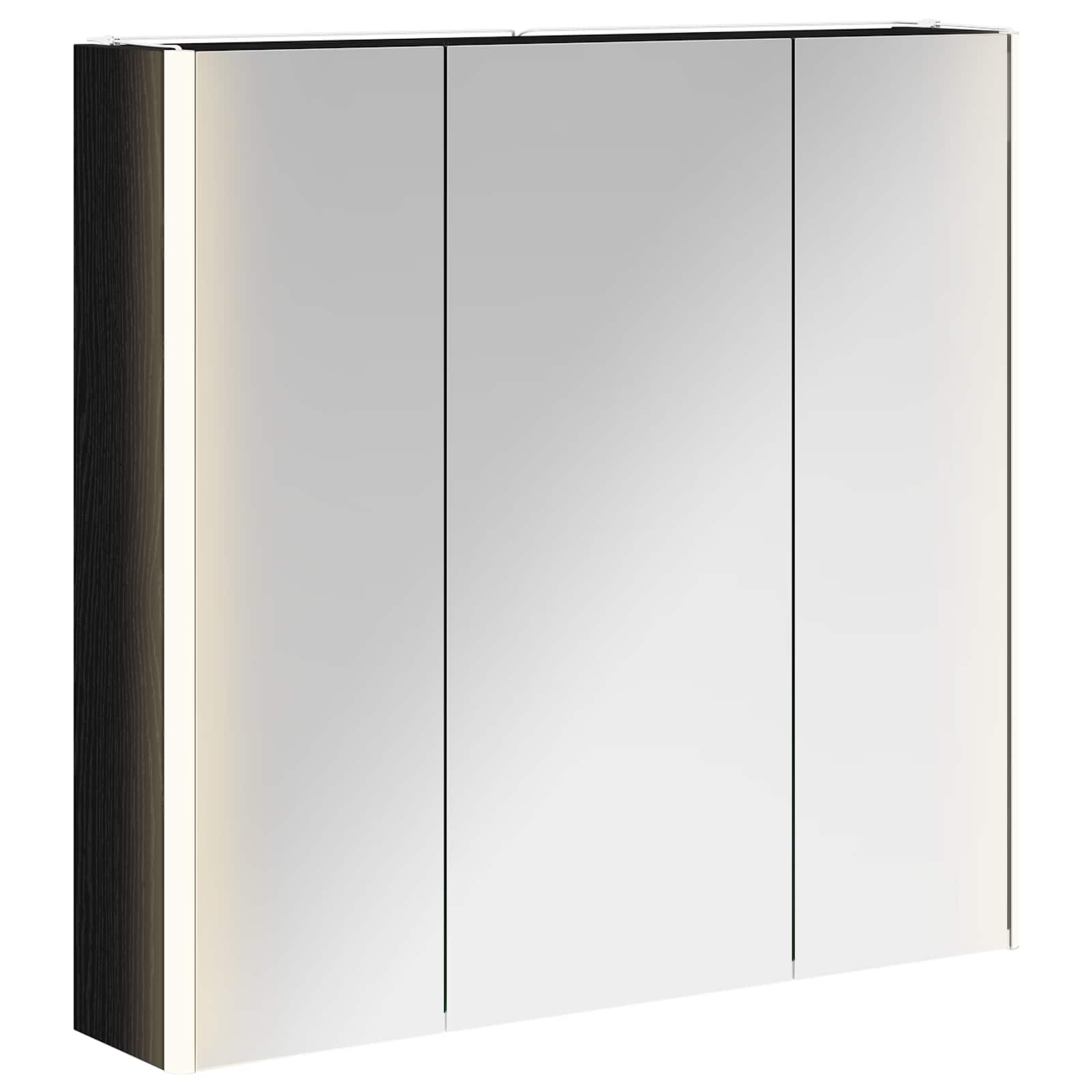 vidaXL Szafka z lustrem do łazienki Czarny Dąb 73.5 x 15.5 x 70 cm