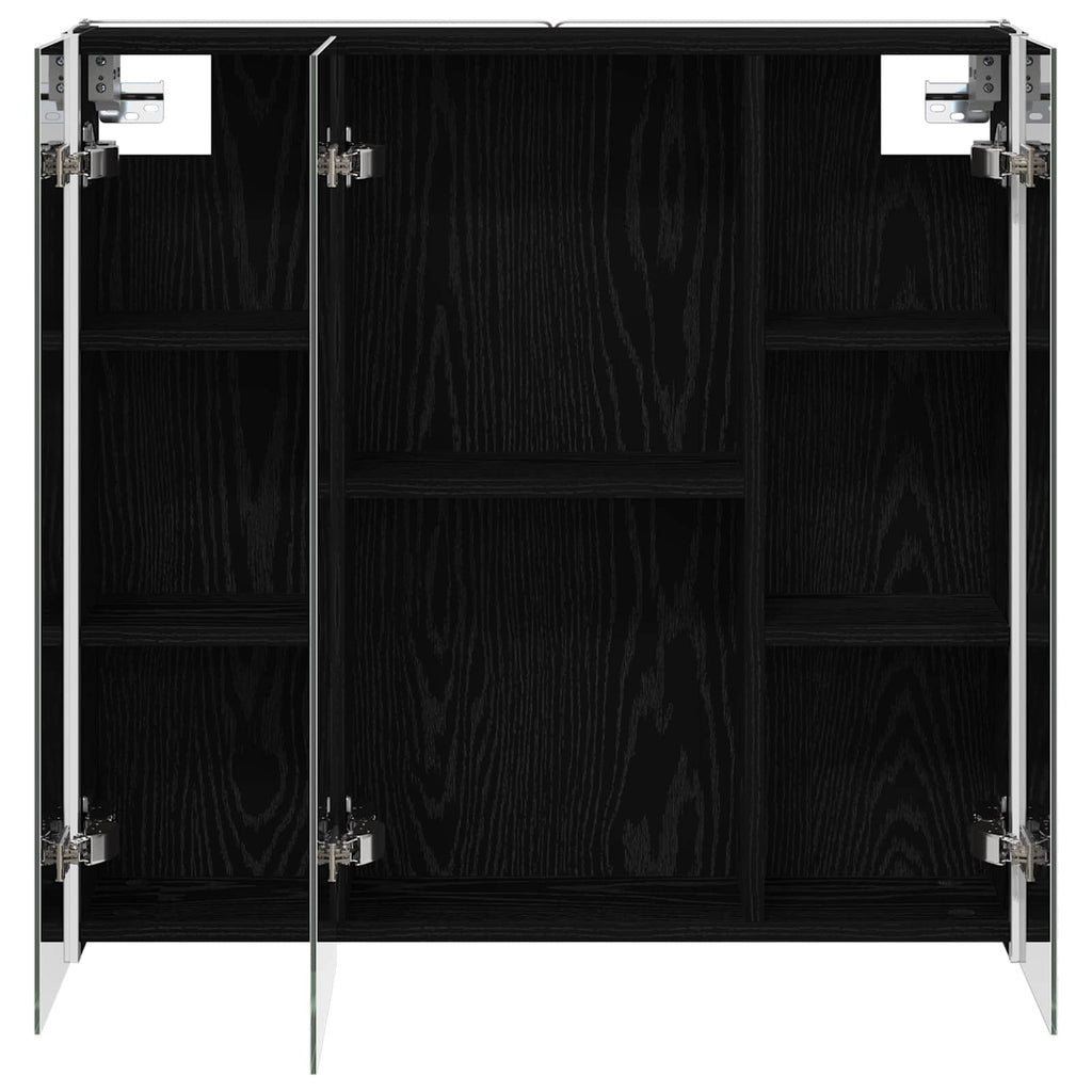 vidaXL Szafka z lustrem do łazienki Czarny Dąb 73.5 x 15.5 x 70 cm