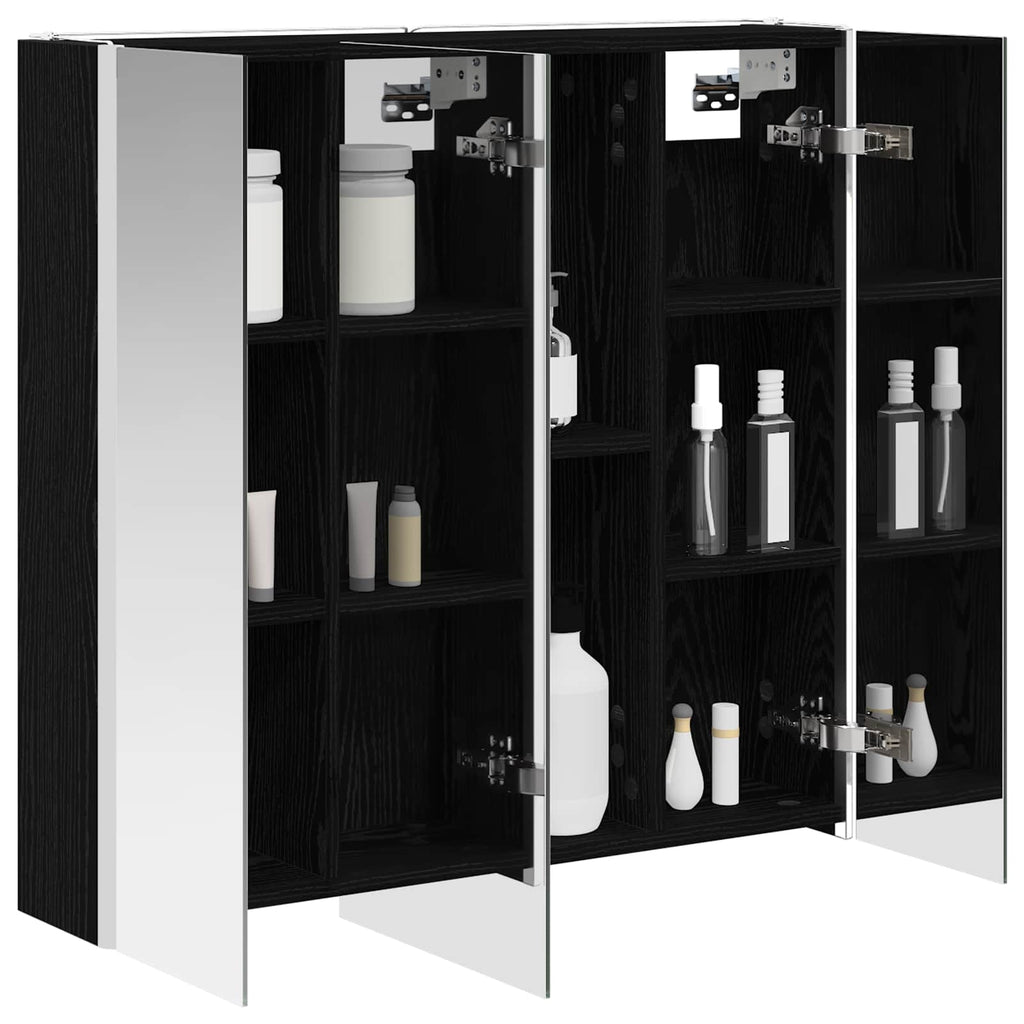 vidaXL Szafka z lustrem do łazienki Czarny Dąb 73.5 x 15.5 x 70 cm