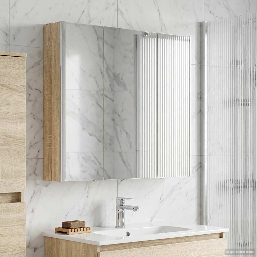 vidaXL Szafka z lustrem do łazienki Dąb Sonoma 73.5 x 15.5 x 70 cm