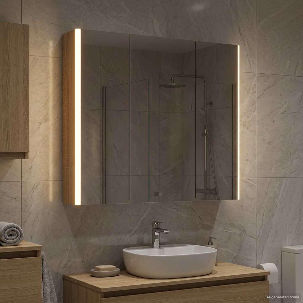 vidaXL Szafka z lustrem do łazienki Dąb Sonoma 73.5 x 15.5 x 70 cm