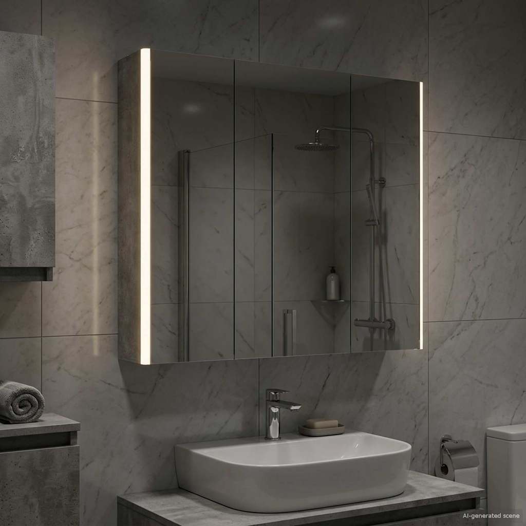 vidaXL Szafka z lustrem do łazienki Betonowy szary 73.5 x 15.5 x 70 cm