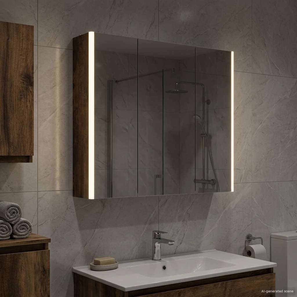 vidaXL Szafka z lustrem do łazienki Dąb wędzony 73.5 x 15.5 x 70 cm