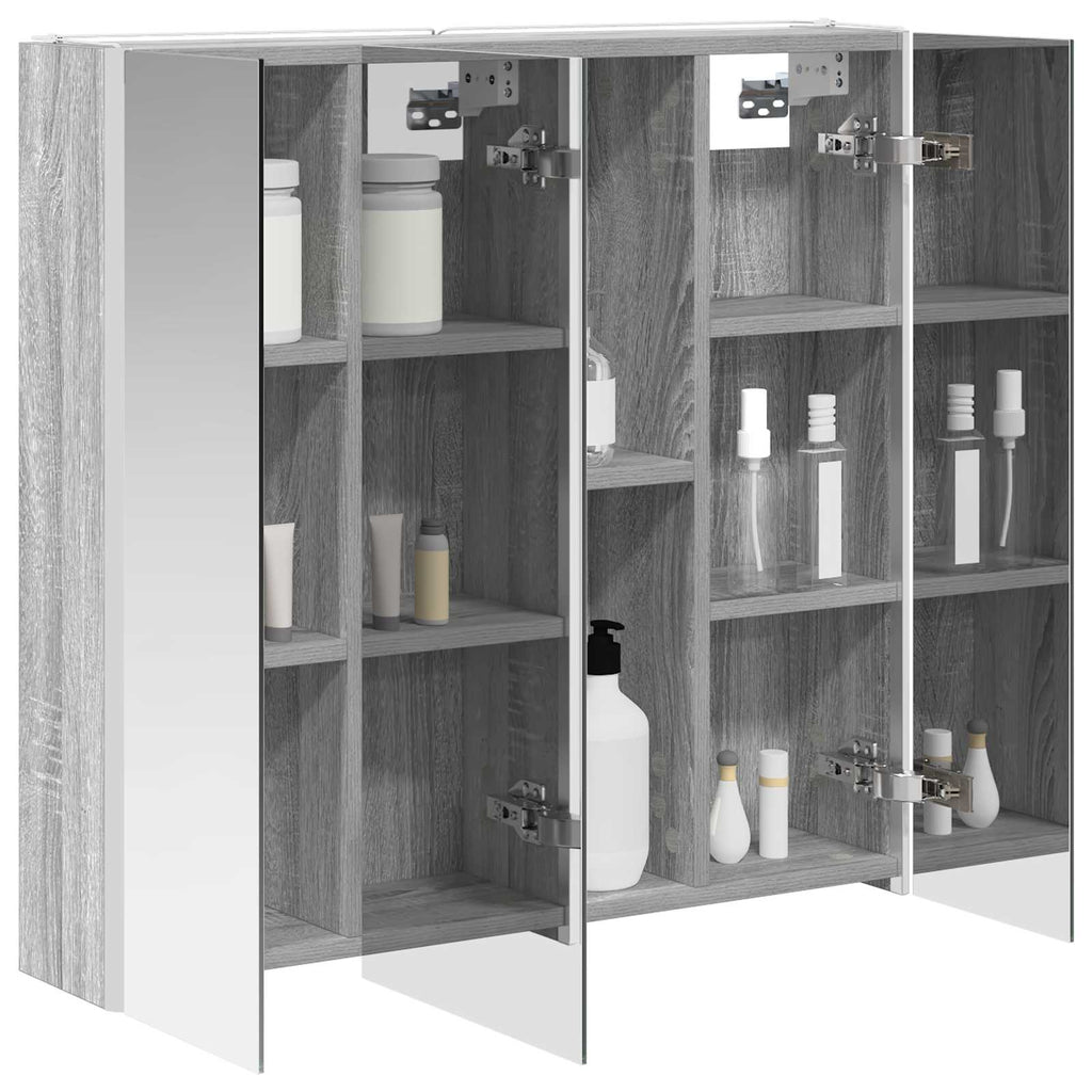 vidaXL Szafka z lustrem do łazienki Szary Sonoma 73.5 x 15.5 x 70 cm