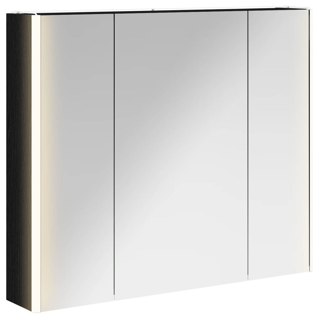 vidaXL Szafka z lustrem do łazienki Czarny Dąb 83,5 x 15,5 x 70 cm