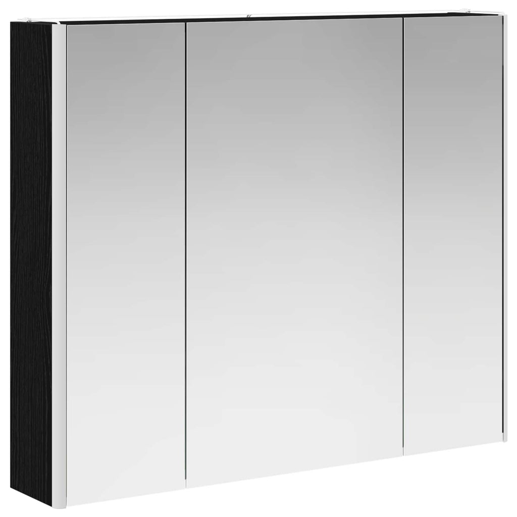 vidaXL Szafka z lustrem do łazienki Czarny Dąb 83,5 x 15,5 x 70 cm