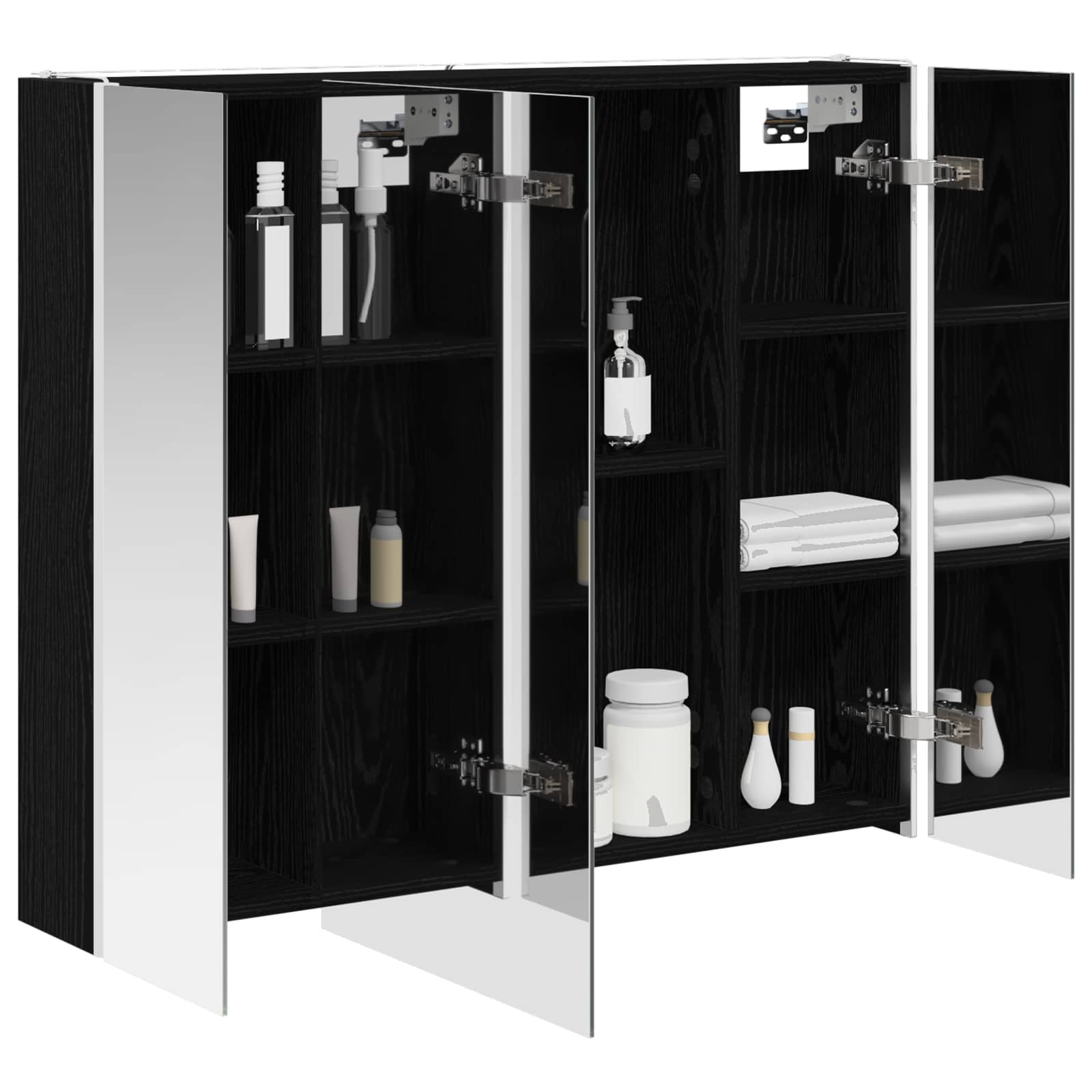 vidaXL Szafka z lustrem do łazienki Czarny Dąb 83,5 x 15,5 x 70 cm