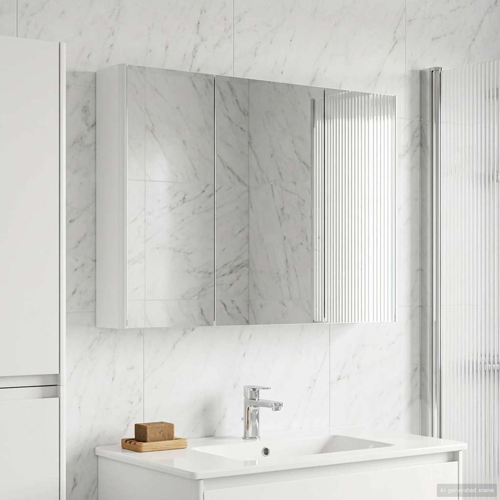 vidaXL Szafka z lustrem do łazienki Biały 103,5 x 15,5 x 70 cm