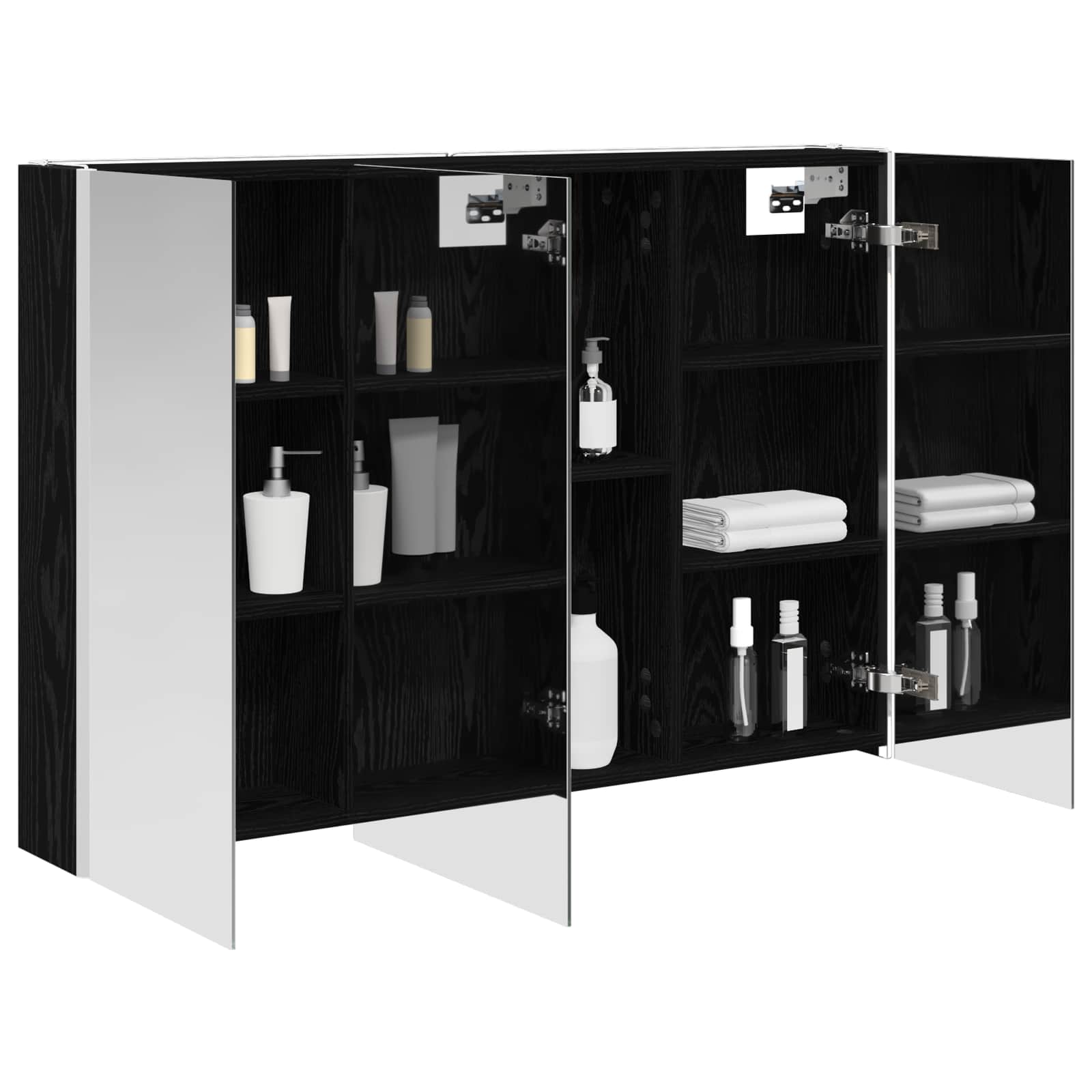 vidaXL Szafka z lustrem do łazienki Czarny Dąb 103,5 x 15,5 x 70 cm