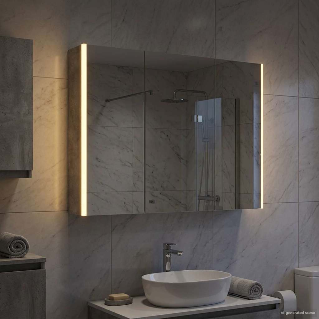 vidaXL Szafka z lustrem do łazienki Betonowy szary
