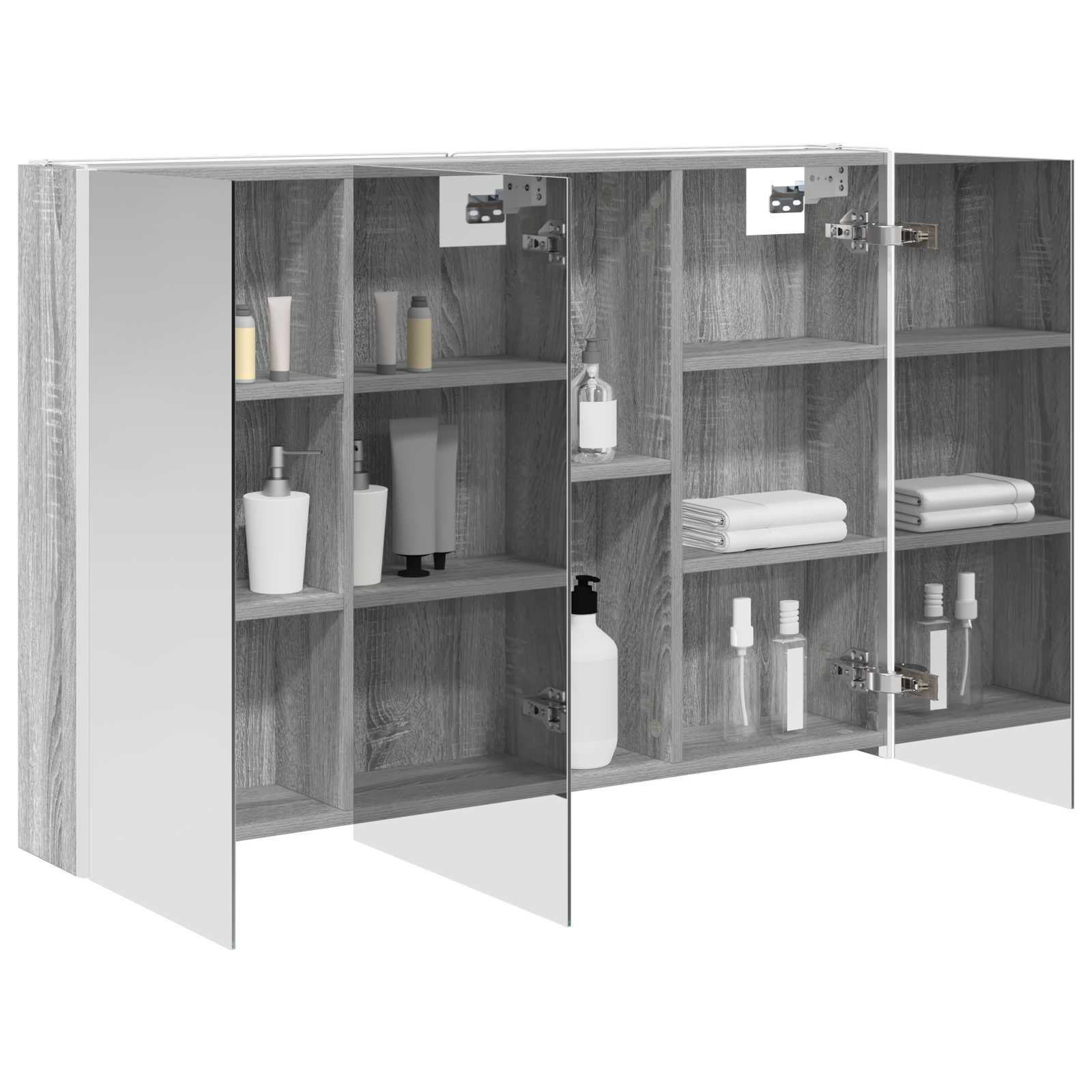 vidaXL Szafka z lustrem do łazienki Szary Sonoma 103,5 x 15,5 x 70 cm