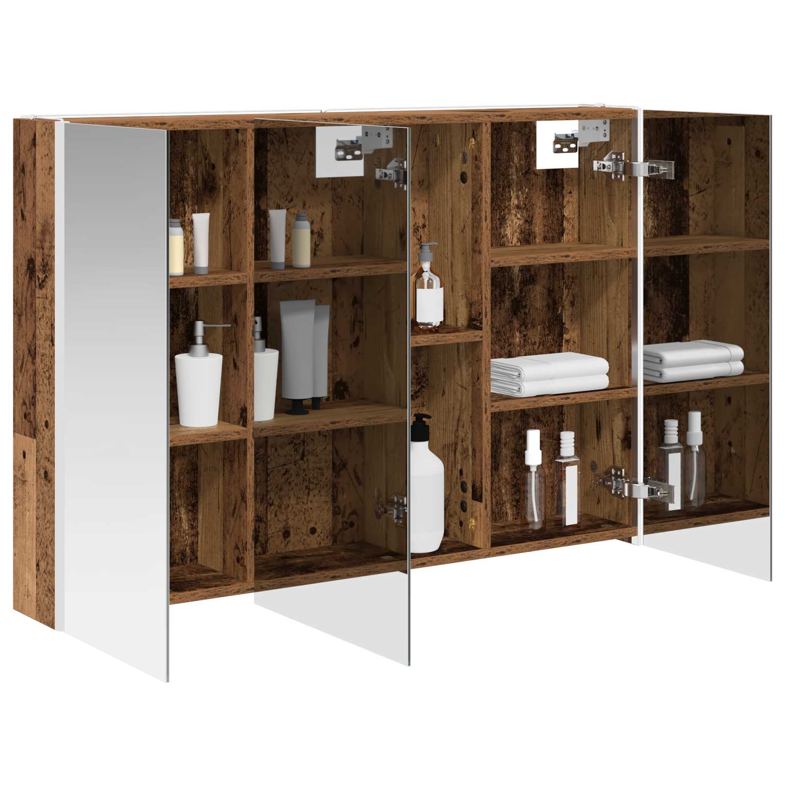 vidaXL Szafka z lustrem do łazienki Stare drewno 103,5 x 15,5 x 70 cm