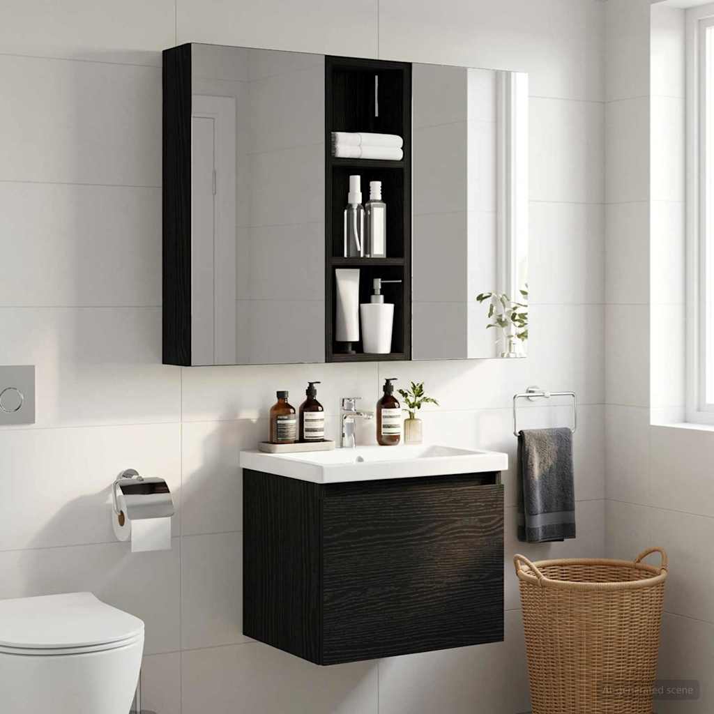 vidaXL Szafka ścienna łazienkowa z półką Czarny Dąb 20 x 10 x 60,5 cm