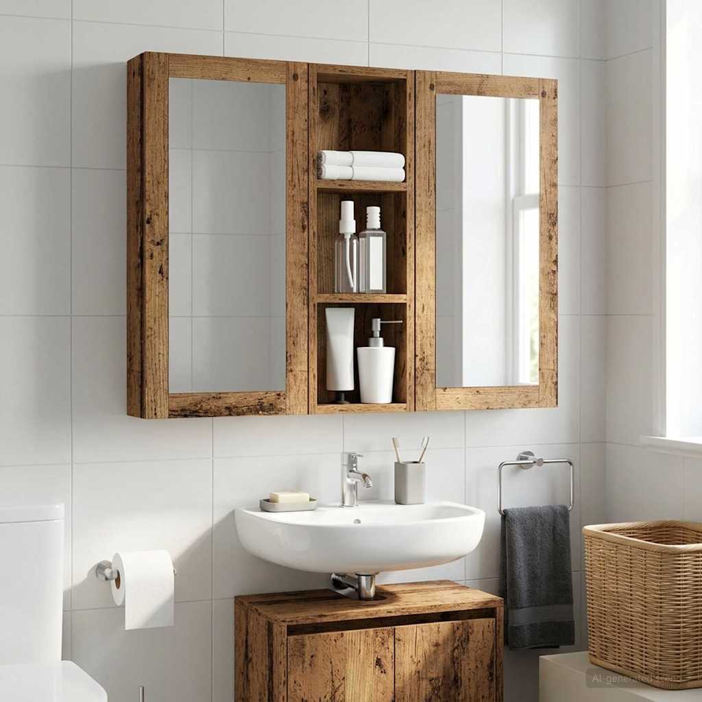 vidaXL Szafka ścienna łazienkowa Stare drewno 20 x 10 x 60,5 cm