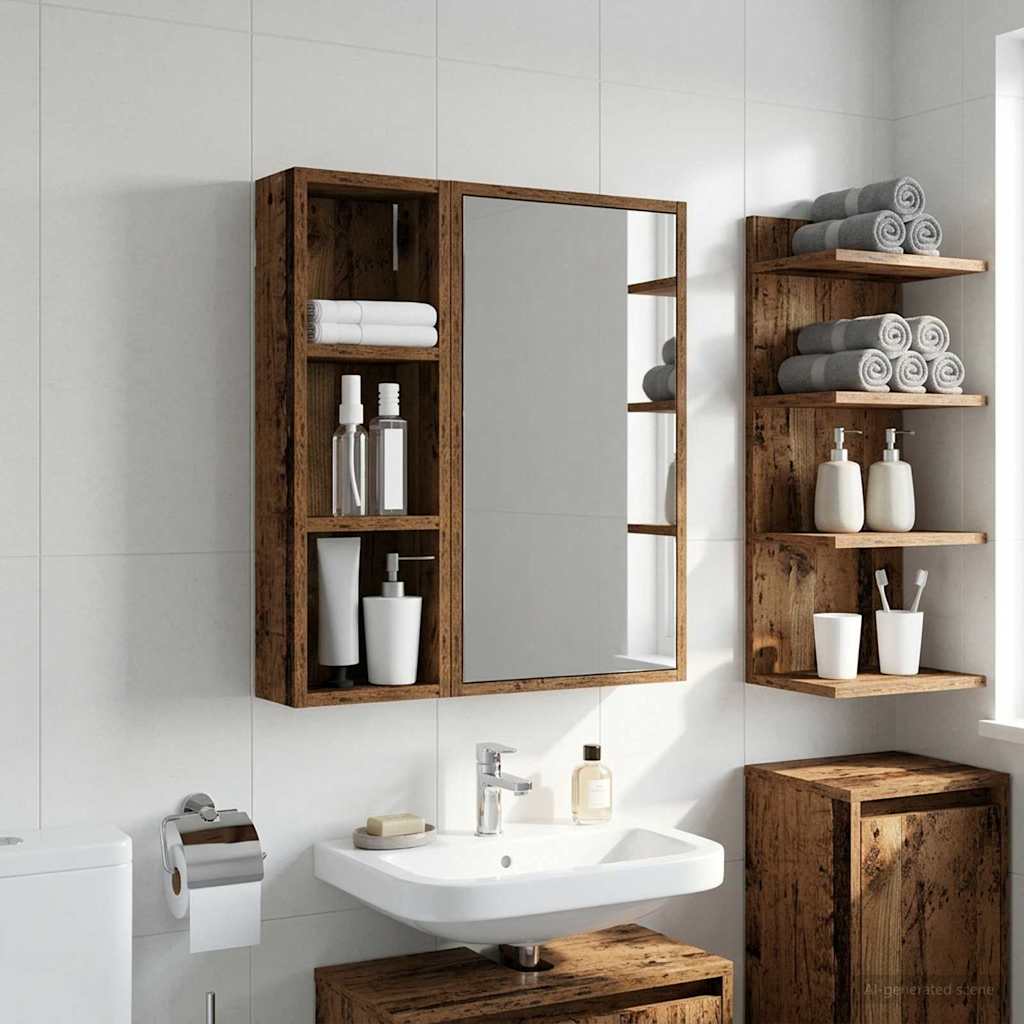 vidaXL Szafka ścienna łazienkowa Stare drewno 20 x 10 x 60,5 cm