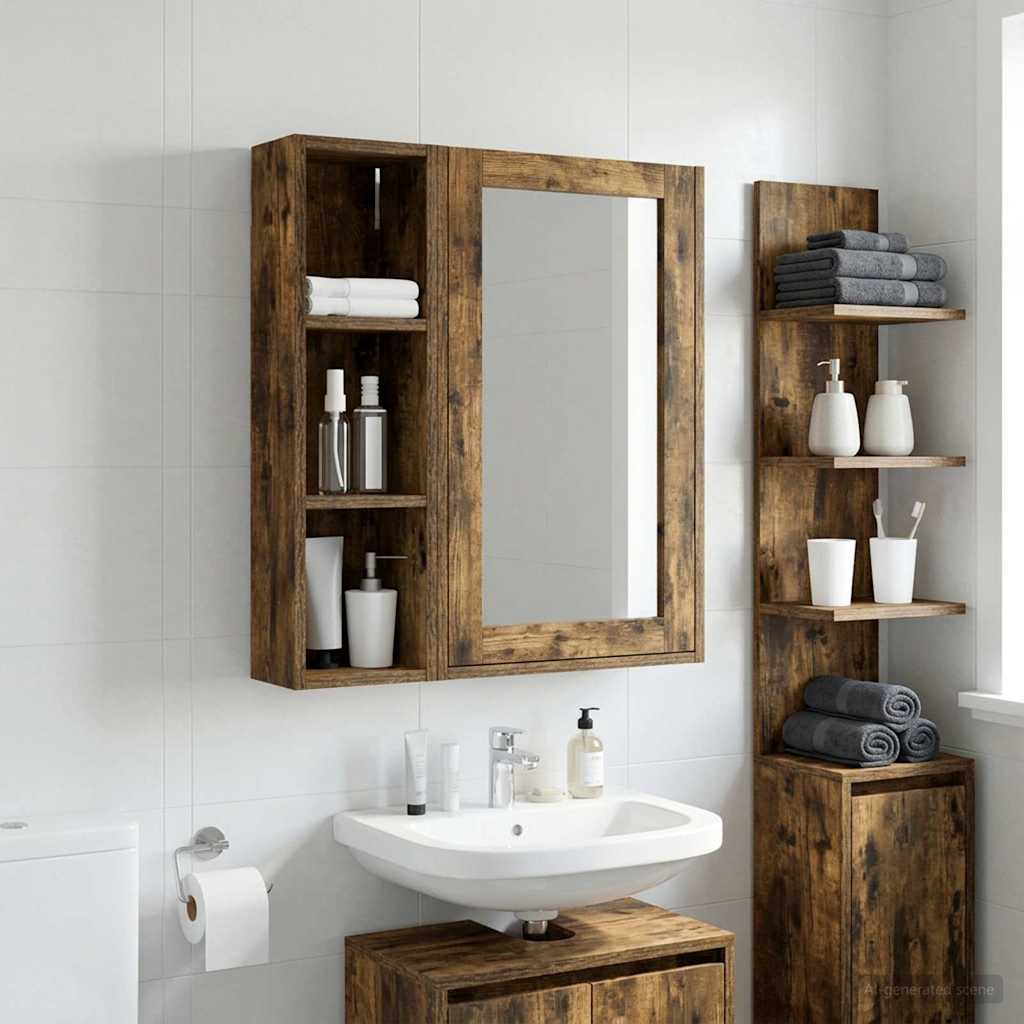 vidaXL Szafka ścienna łazienkowa z półką Dąb Wędzony 20 x 14 x 70 cm