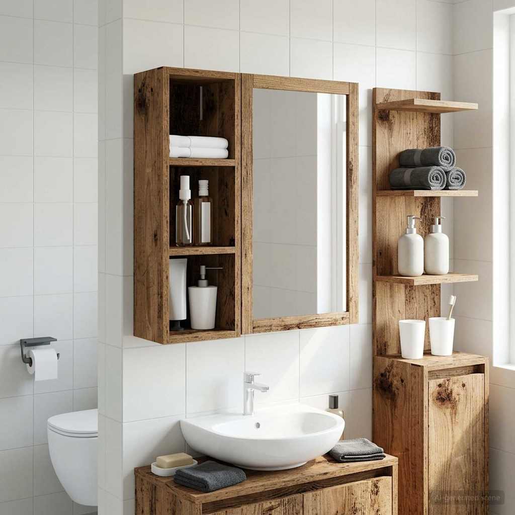 vidaXL Szafka ścienna łazienkowa Stare drewno 20 x 16 x 62,5 cm