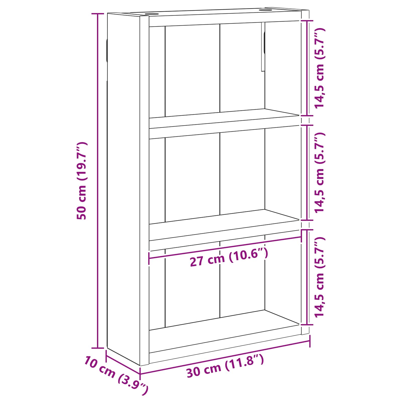 vidaXL Szafka ścienna łazienkowa z półką Dąb Wędzony 30 x 10 x 50 cm