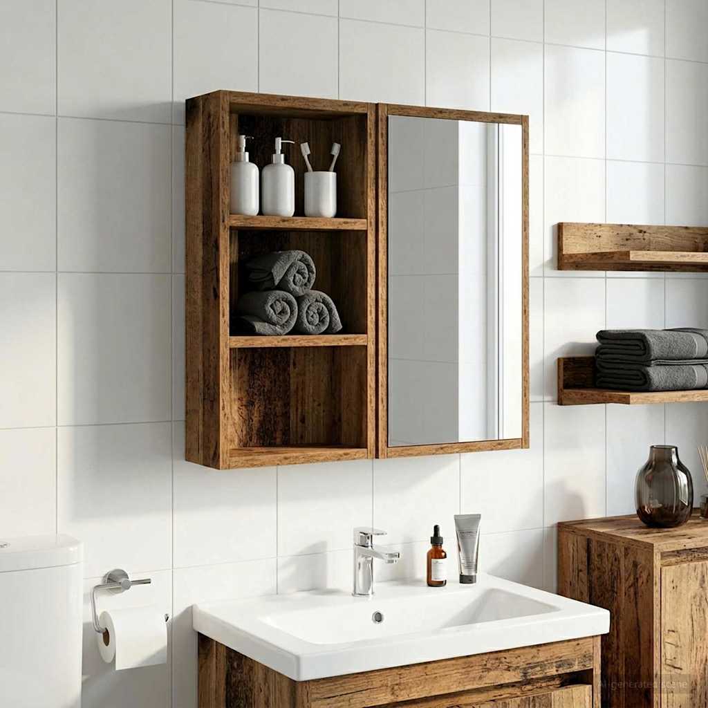 vidaXL Szafka ścienna łazienkowa z półką Stare drewno 30 x 10 x 50 cm