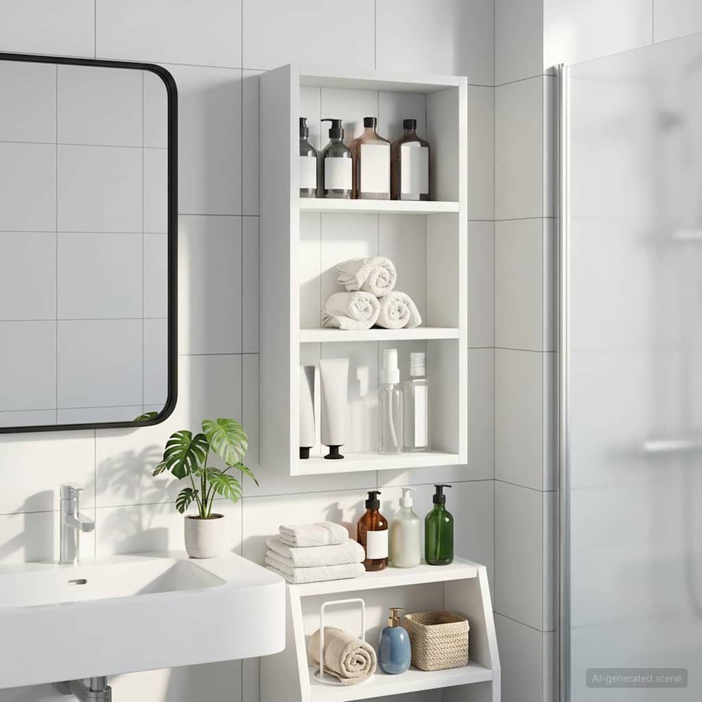 vidaXL Szafka ścienna łazienkowa z półką Biały 30 x 10 x 60,5 cm
