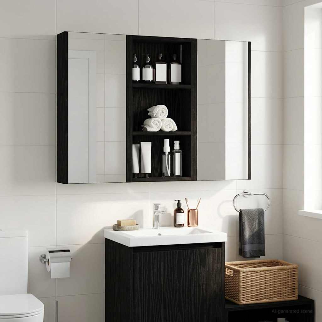 vidaXL Szafka ścienna łazienkowa z półką Czarny Dąb 30 x 10 x 60,5 cm