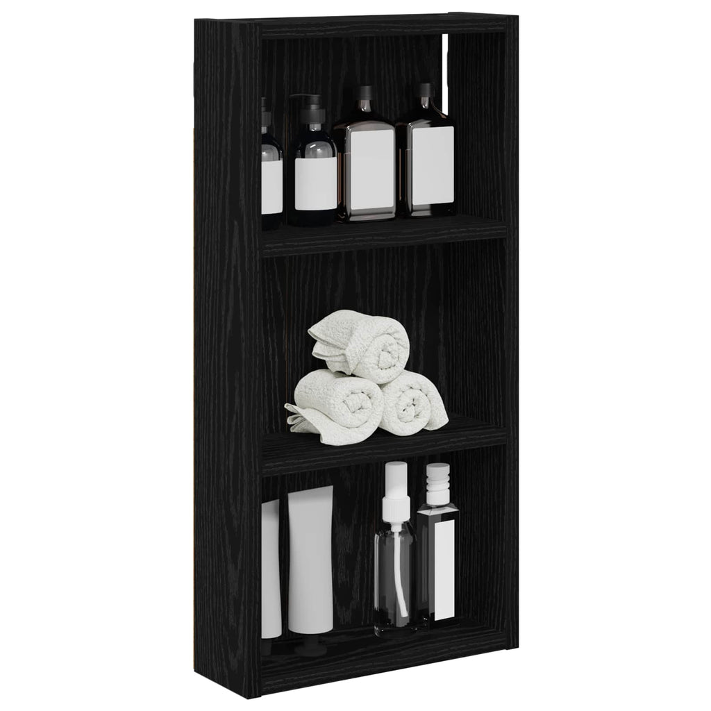 vidaXL Szafka ścienna łazienkowa z półką Czarny Dąb 30 x 10 x 60,5 cm