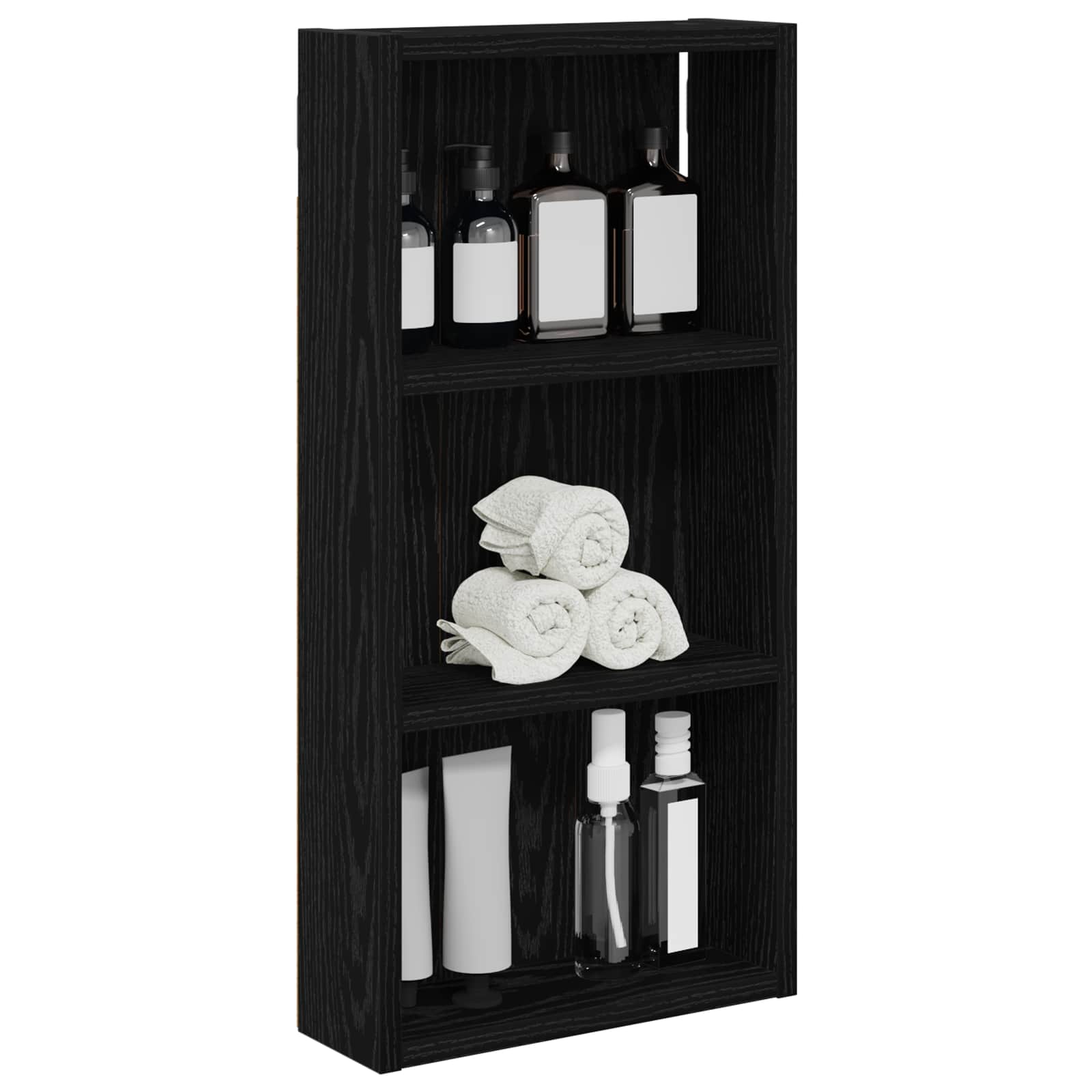 vidaXL Szafka ścienna łazienkowa z półką Czarny Dąb 30 x 10 x 60,5 cm