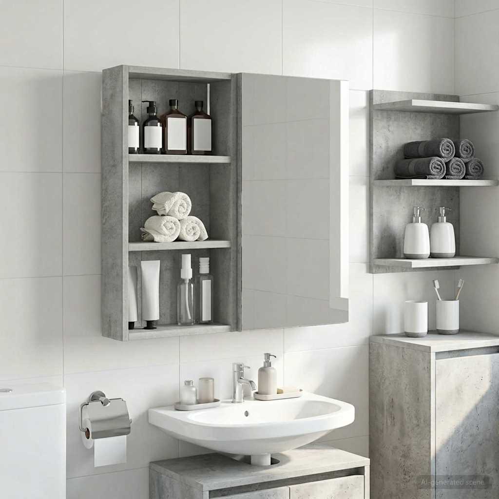 vidaXL Szafka ścienna łazienkowa Betonowy Szary 30 x 10 x 60,5 cm
