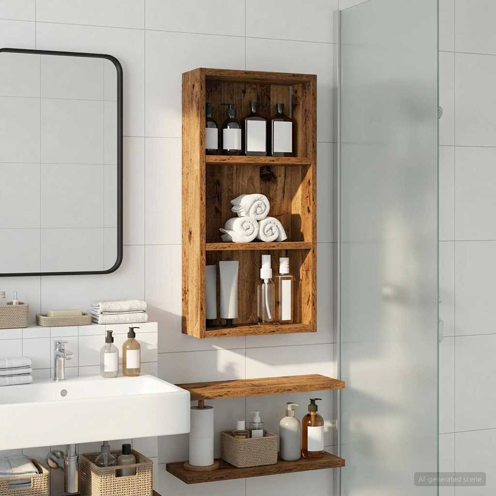 vidaXL Szafka ścienna łazienkowa Stare drewno 30 x 10 x 60,5 cm