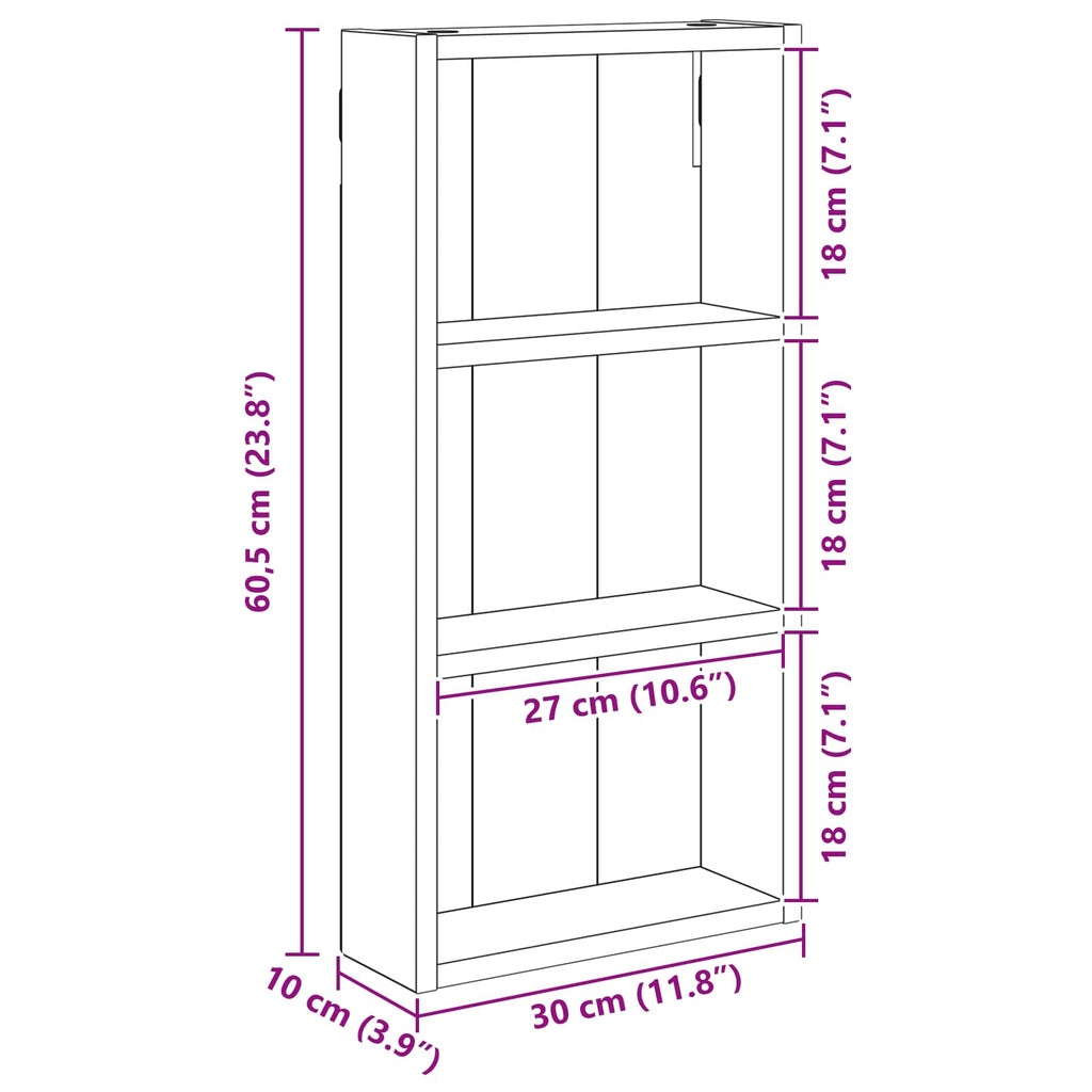 vidaXL Szafka ścienna łazienkowa Dąb rzemieślniczy 30 x 10 x 60,5 cm