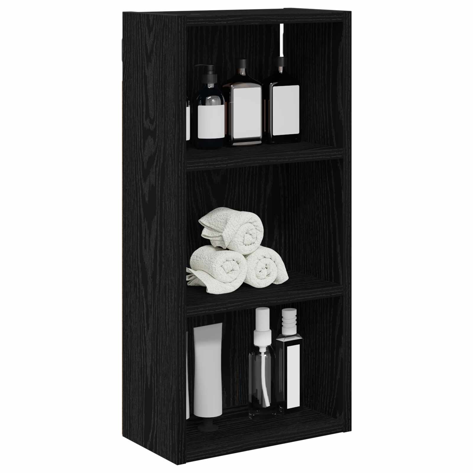 vidaXL Szafka ścienna łazienkowa z półką Czarny Dąb 30 x 16 x 62,5 cm