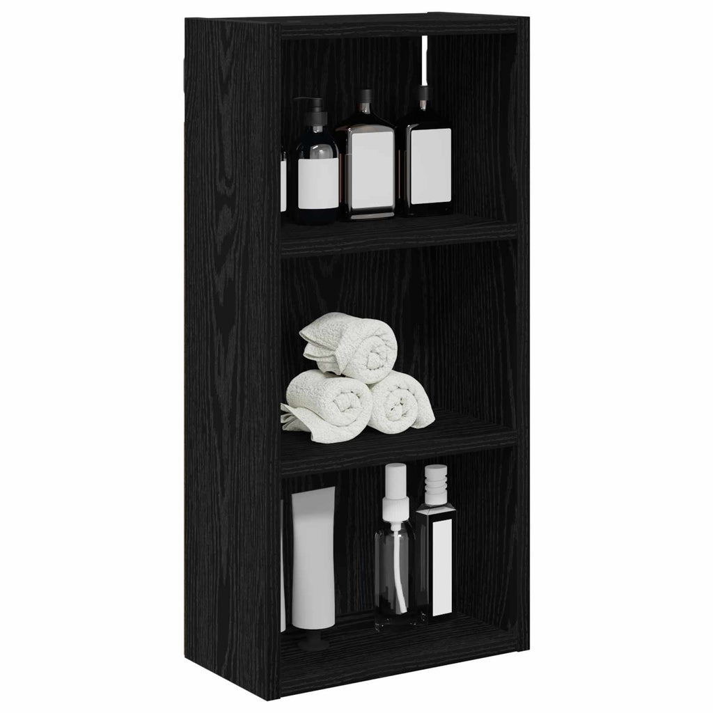 vidaXL Szafka ścienna łazienkowa z półką Czarny Dąb 30 x 16 x 62,5 cm