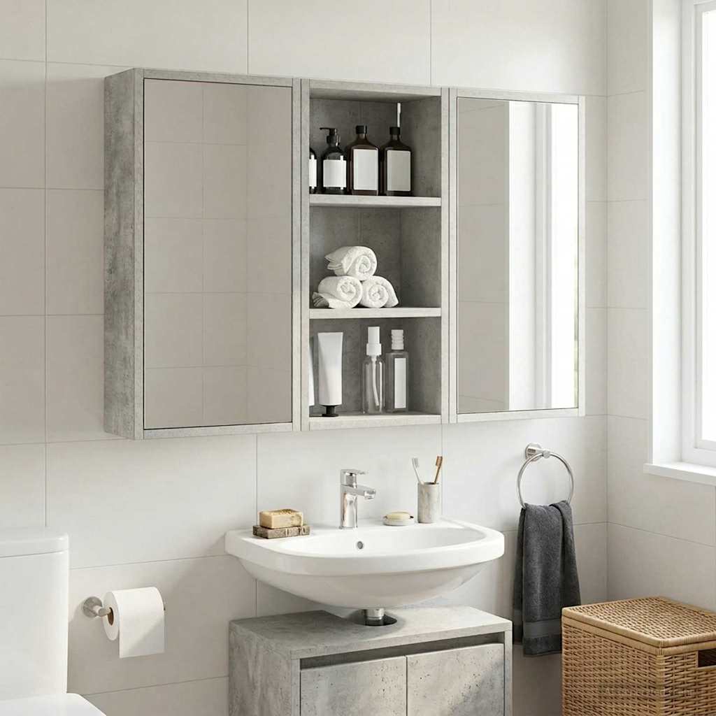 vidaXL Szafka ścienna łazienkowa Betonowy Szary 30 x 16 x 62,5 cm