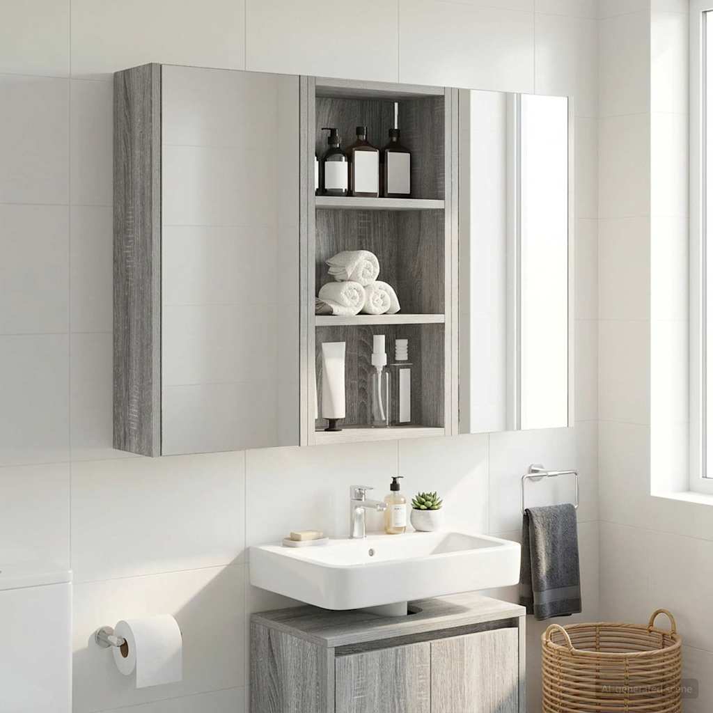 vidaXL Szafka ścienna łazienkowa Szary Sonoma 30 x 16 x 62,5 cm