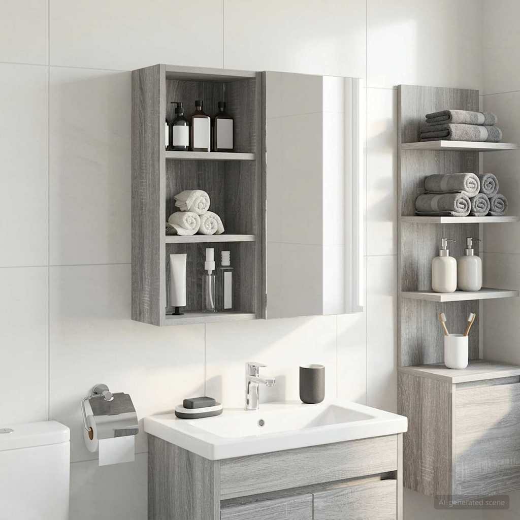 vidaXL Szafka ścienna łazienkowa Szary Sonoma 30 x 16 x 62,5 cm