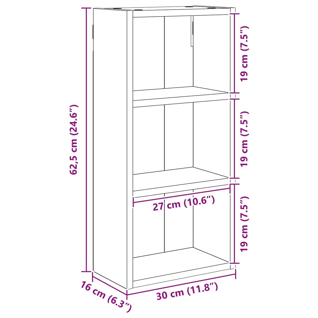 vidaXL Szafka ścienna łazienkowa Szary Sonoma 30 x 16 x 62,5 cm