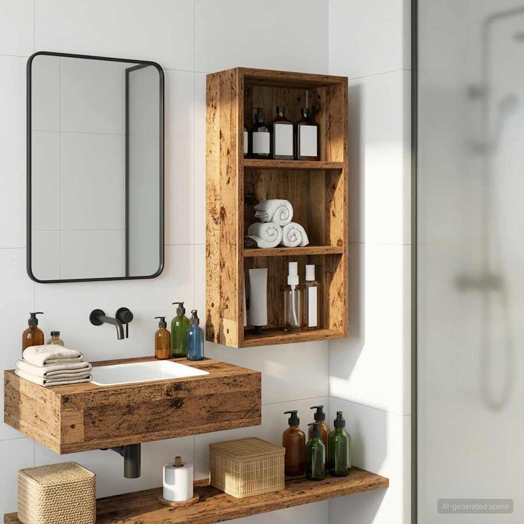 vidaXL Szafka ścienna łazienkowa Stare drewno 30 x 16 x 62,5 cm
