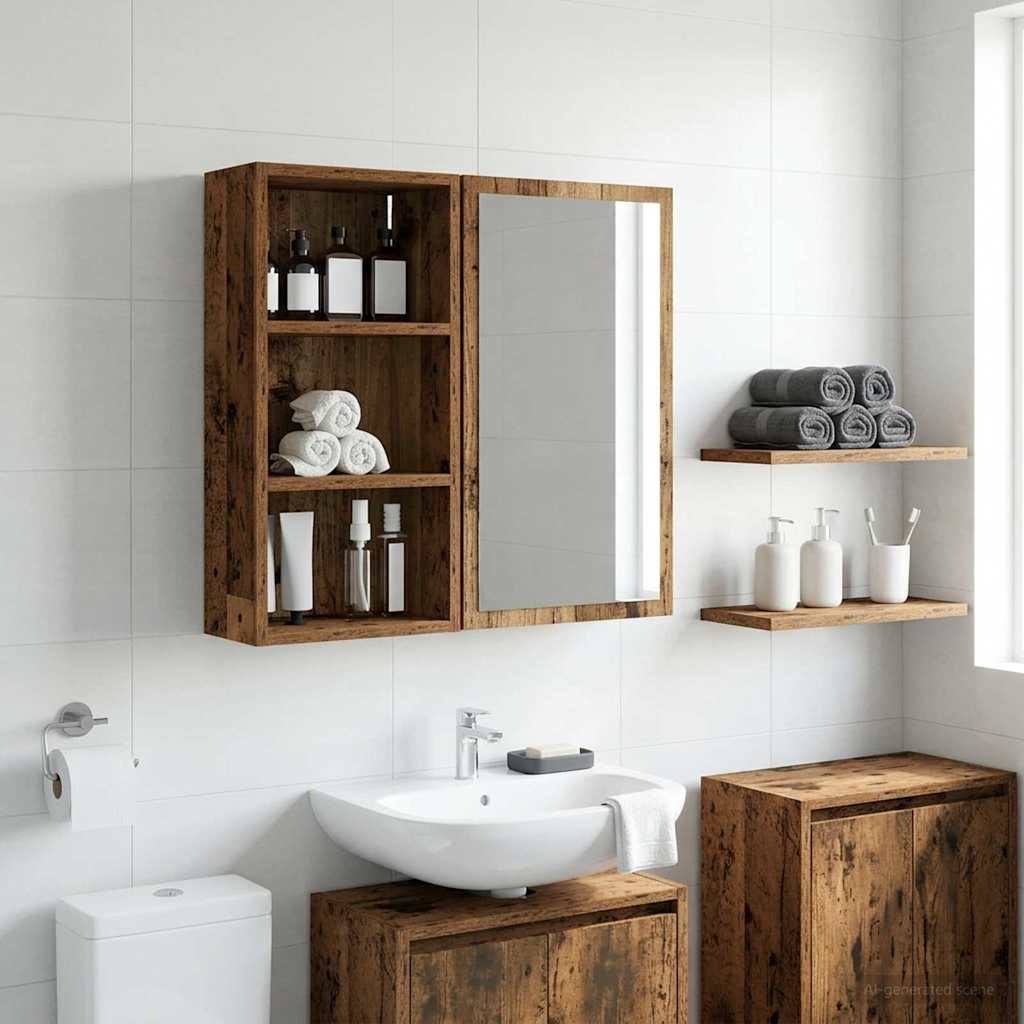 vidaXL Szafka ścienna łazienkowa Stare drewno 30 x 16 x 62,5 cm