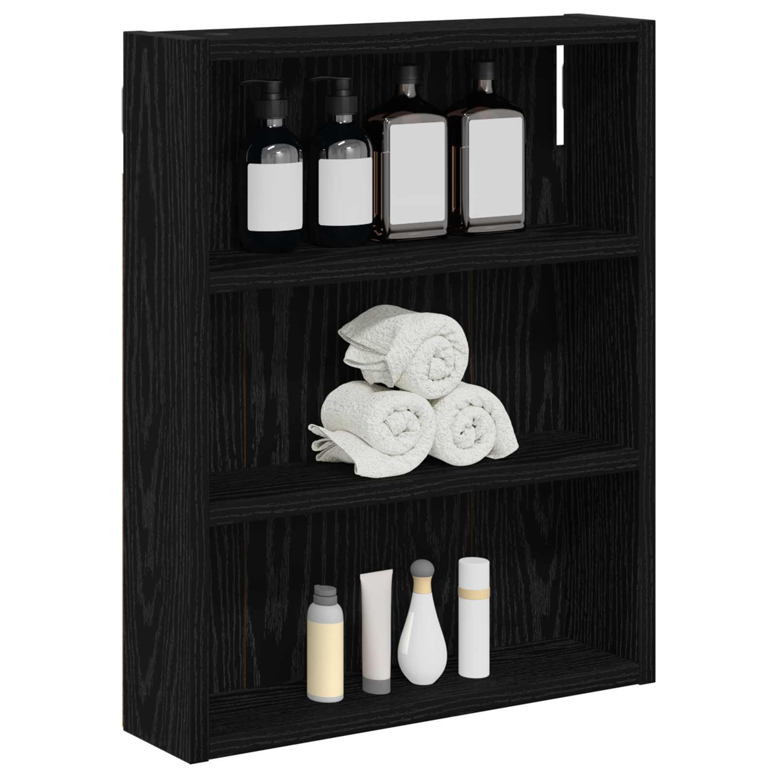 vidaXL Szafka ścienna łazienkowa z półką Czarny Dąb 40 x 10 x 50 cm