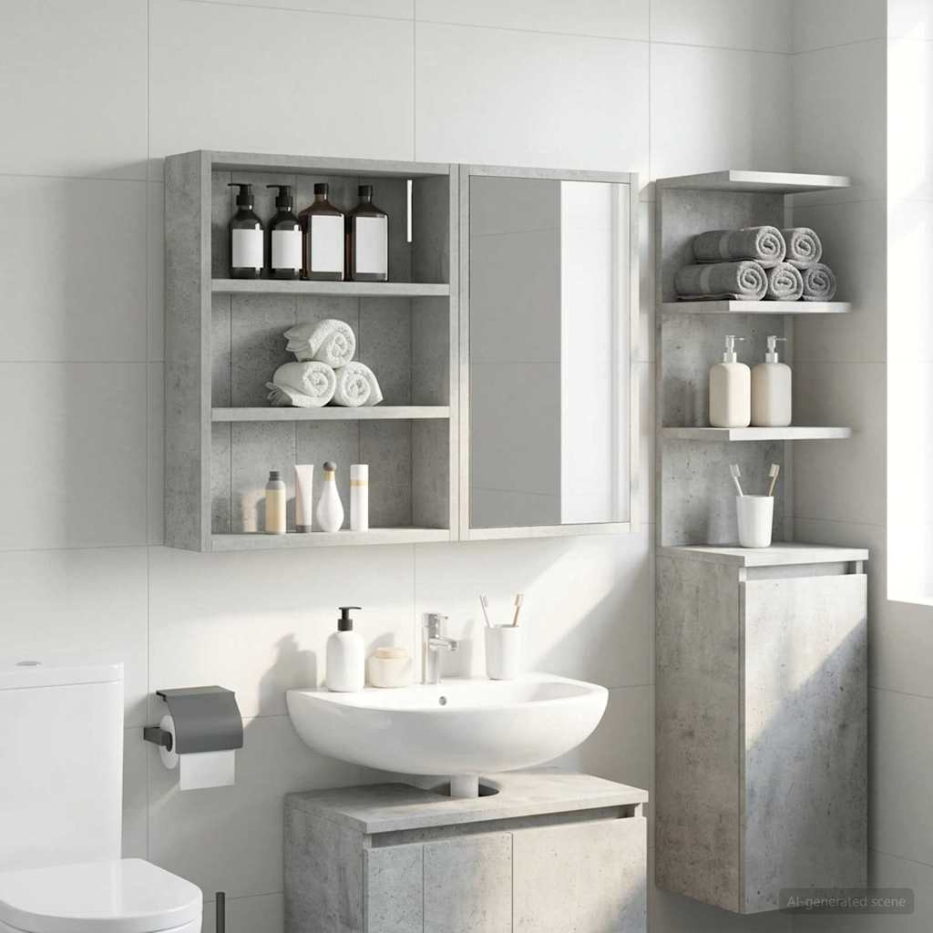 vidaXL Szafka ścienna łazienkowa Betonowy Szary 40 x 10 x 50 cm