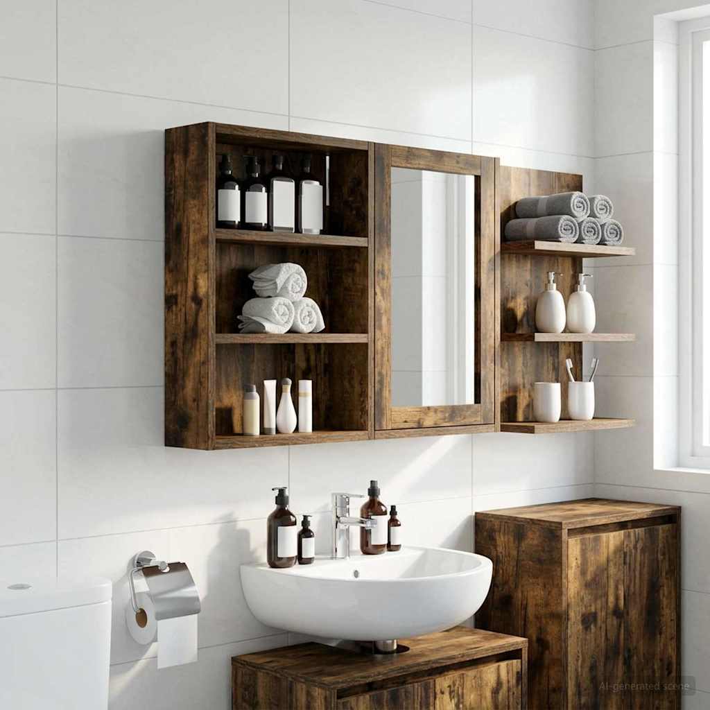 vidaXL Szafka ścienna łazienkowa z półką Dąb Wędzony 40 x 10 x 50 cm