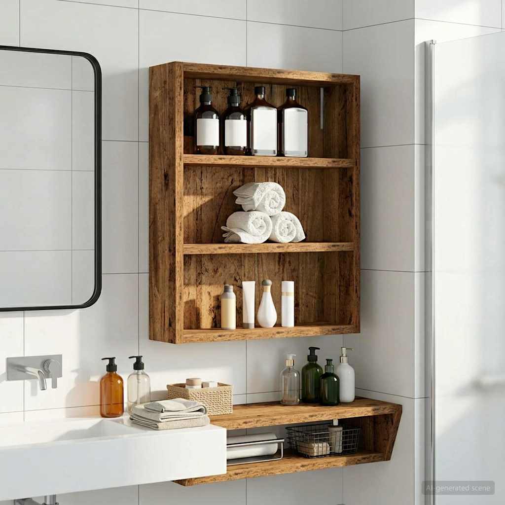 vidaXL Szafka ścienna łazienkowa z półką Stare drewno 40 x 10 x 50 cm