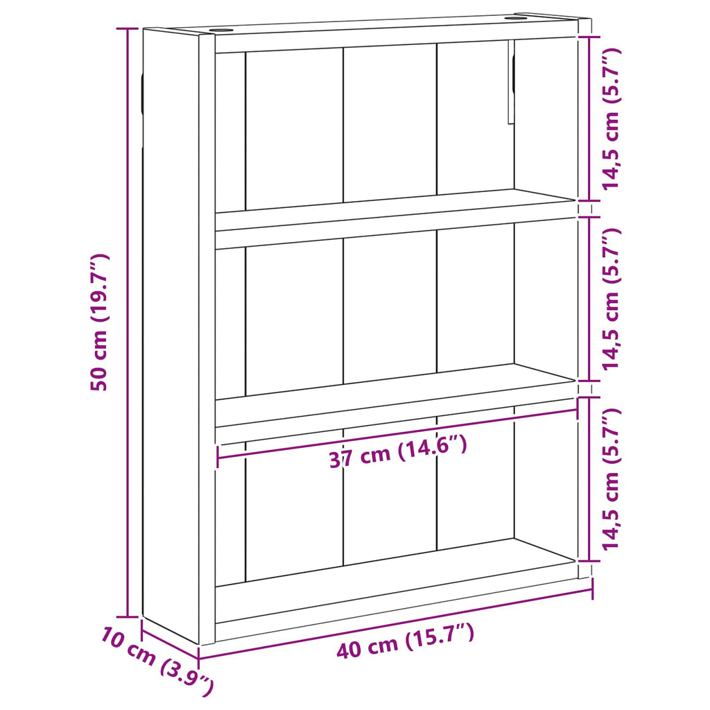 vidaXL Szafka ścienna łazienkowa Dąb rzemieślniczy 40 x 10 x 50 cm