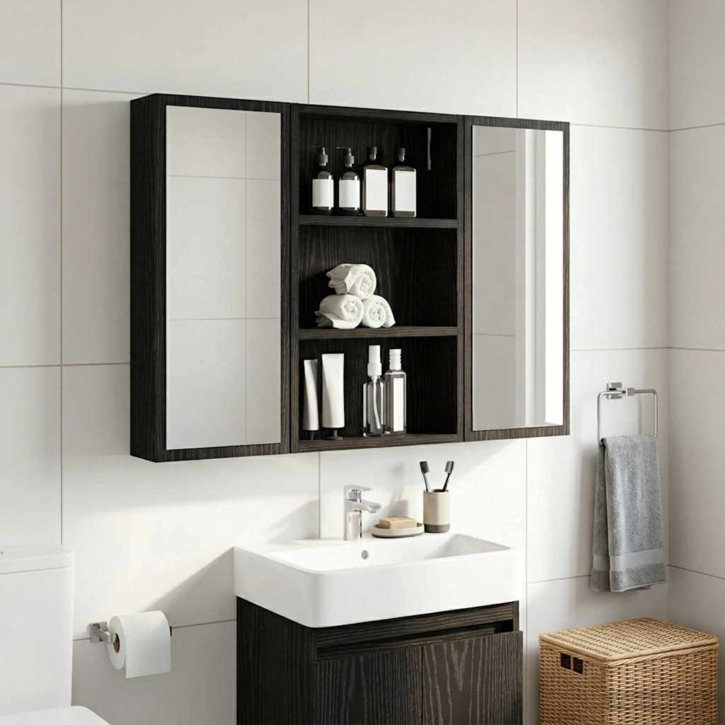 vidaXL Szafka ścienna łazienkowa z półką Czarny Dąb 40 x 10 x 60,5 cm