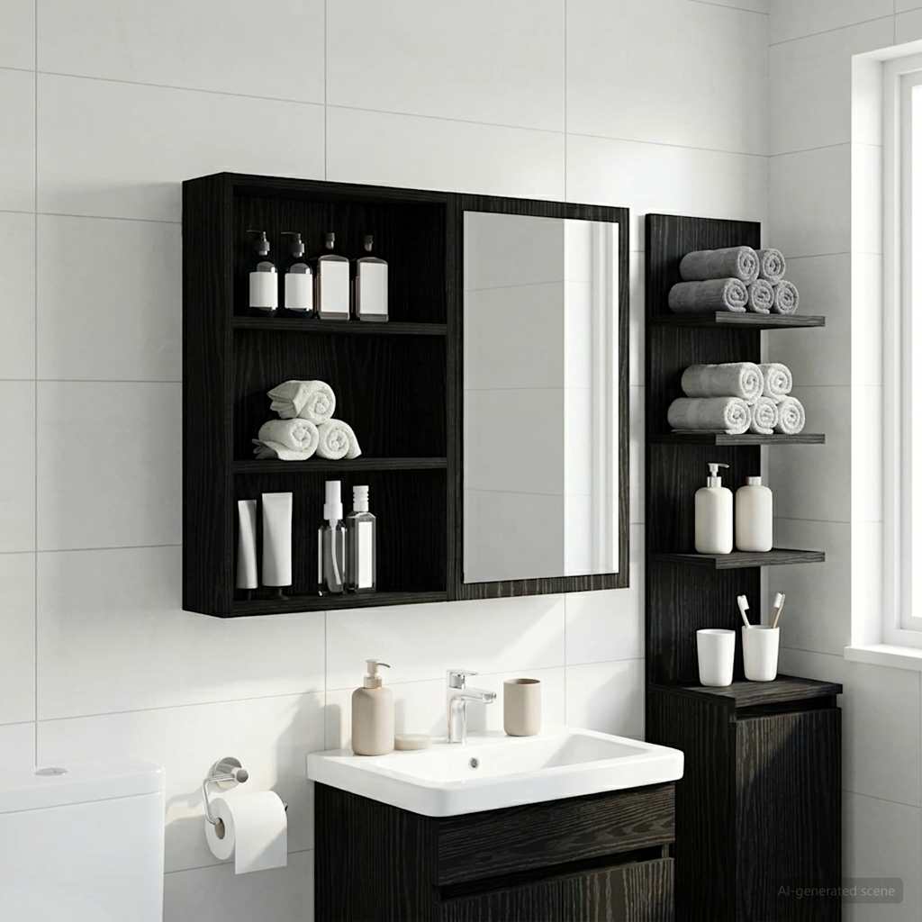 vidaXL Szafka ścienna łazienkowa z półką Czarny Dąb 40 x 10 x 60,5 cm