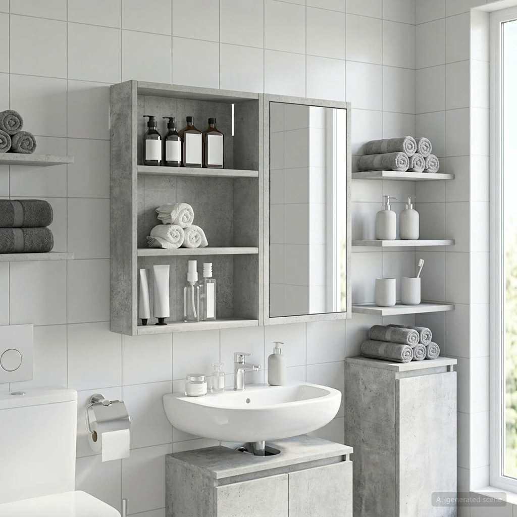 vidaXL Szafka ścienna łazienkowa Betonowy Szary 40 x 10 x 60,5 cm