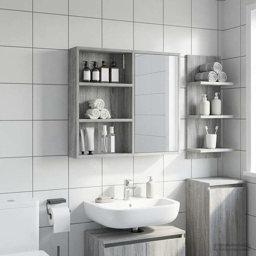 vidaXL Szafka ścienna łazienkowa Szary Sonoma 40 x 10 x 60,5 cm