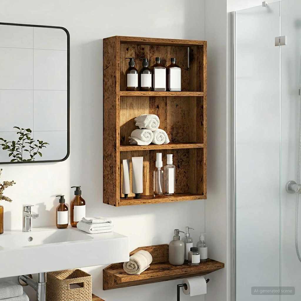 vidaXL Szafka ścienna łazienkowa Stare drewno 40 x 10 x 60,5 cm