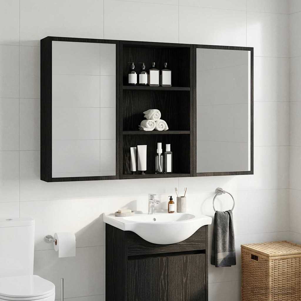 vidaXL Szafka ścienna łazienkowa z półką Czarny Dąb 40 x 14 x 70 cm